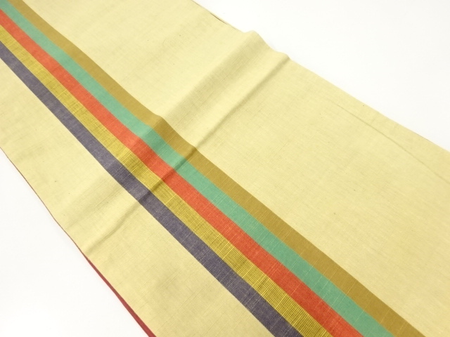 アンティーク　綿紬縞模様織出し全通袋帯（材料）